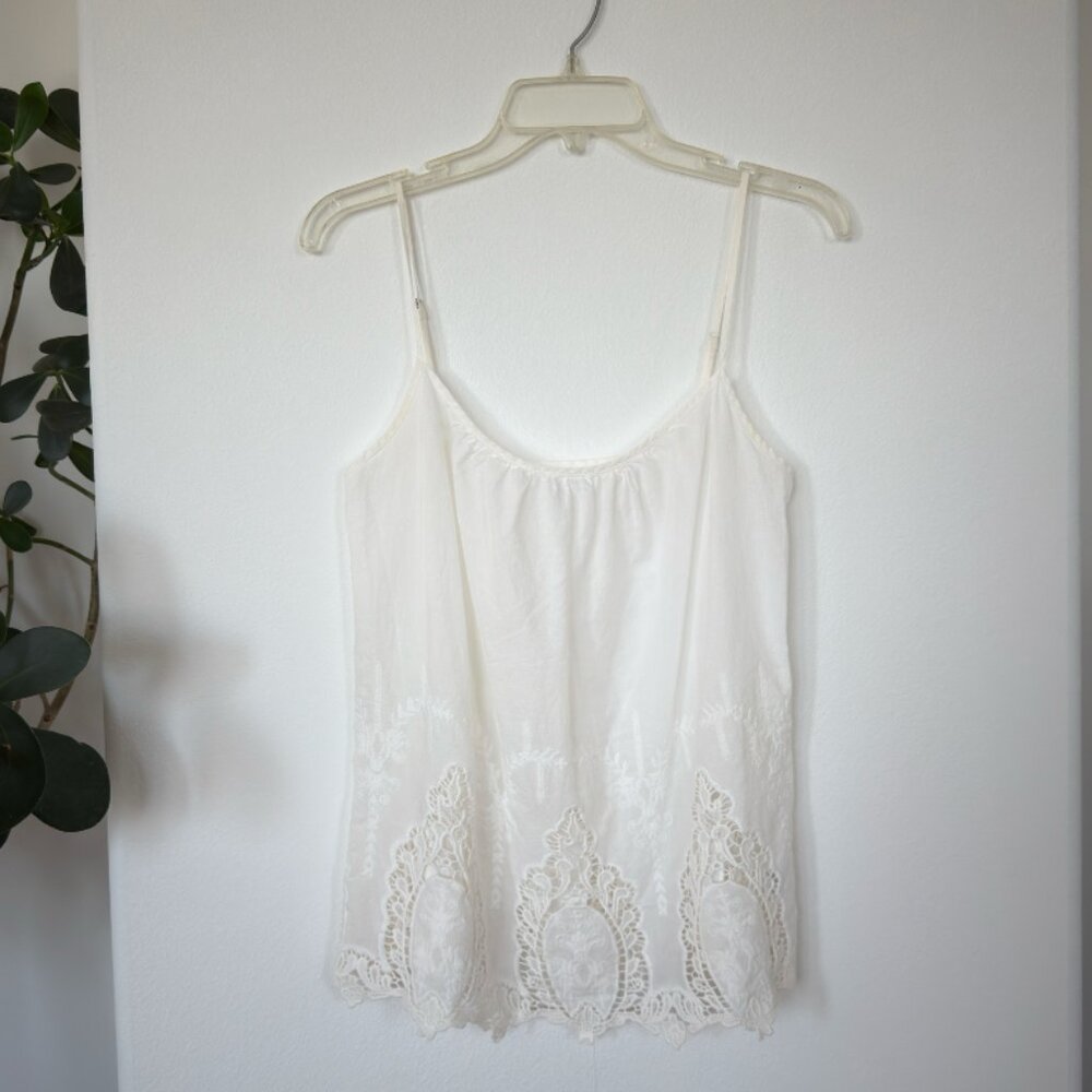 Velvet by Graham Spencer White Cotton Cami - Like New (Petite)